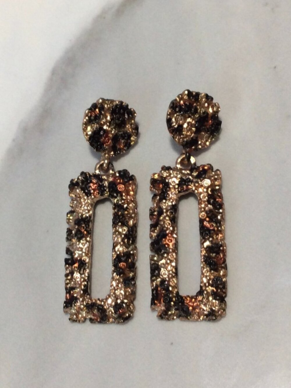 Leopard Pattern Geometric Drop Earrings